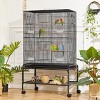 Yaheetech 53"H Rolling Metal Parrot Cage  Birdcage, Black - 2 of 4