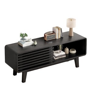 Fontoi TV Stands and Consoles, Mid-Century Modern TV Stand, Entertainment Center with Storage for Living Room Bedroom, Black, 14.2"*17.8"*46" - 1 of 4
