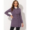 Allegra K Women's Notched Lapel Double Breasted Faux Suede Trench Coat with Belt - image 2 of 4