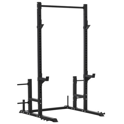 Soozier Power Squat Rack Cage, Multi-Function Power Tower, Adjustable Power Cage Squat Rack with Pull Up Bar for Home Gym
