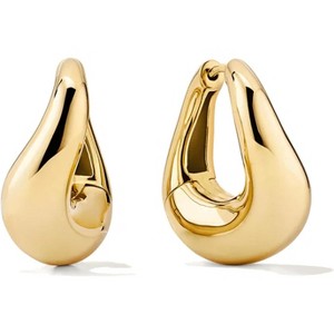 Free bird Chunky Gold Hoops 14K Gold Plated Sterling Silver Posts Twisted Hoop Earrings - 1 of 4