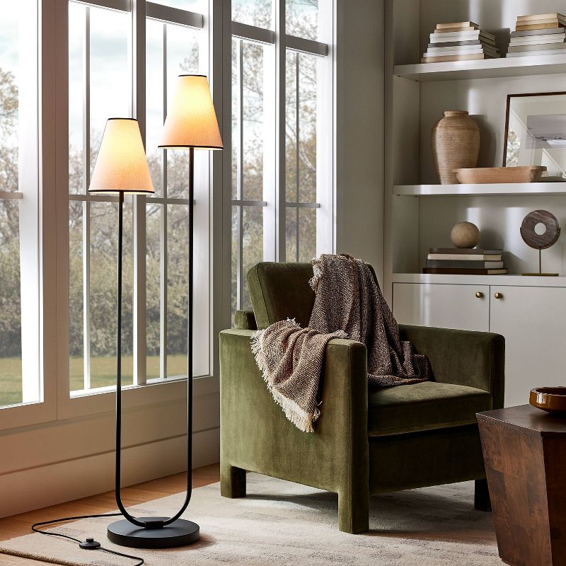 2-Head Floor Lamp with Trimmed Shade Black (Includes LED Light Bulb) - Threshold&#8482; designed with Studio McGee, 4 of 9