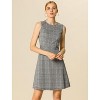 INSPIRE CHIC Women's Plaid Sleeveless Fit A-Line Houndstooth Work Mini Dress - 3 of 4