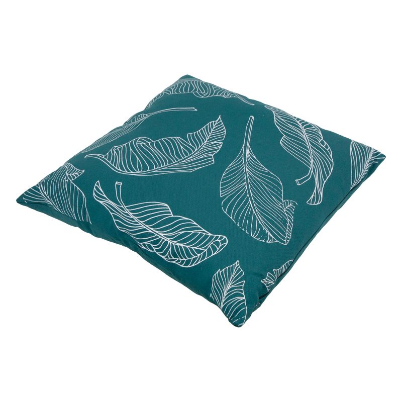 Northlight 17" Square Tropical Leaf Canvas Indoor Throw Pillow - Teal Green, 3 of 5