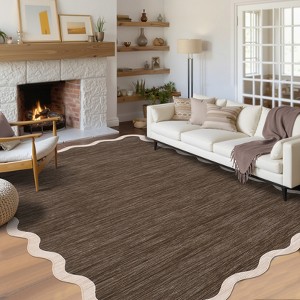 Washable Area Rug Modern Scalloped Rugs for Living Room Bedroom Soft Thin Non Slip Non Shedding Indoor Floor Carpet - 1 of 4