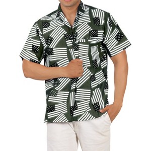 LA LEELA Men's Hawaiian Short Sleeve Button Down Shirt Mens 4th of July Party Shirts Casual Holiday Summer Patriotic Shirts for Men - 1 of 4