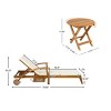 Outdoor Chaise Lounge Chair with Side Table Set,Adjustable Chaise Lounge Chair with Wheels and Cushion,Acacia Wood Foldable Patio Table-Cuddlewood - 4 of 4