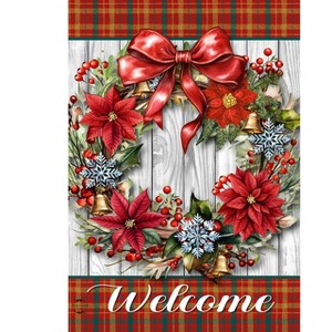 Briarwood Lane Christmas Garden Flag 12x18 For Outdoor Holiday Poinsettia Wreath For Christmas Garden Flag Flags For Outside - 1 of 4