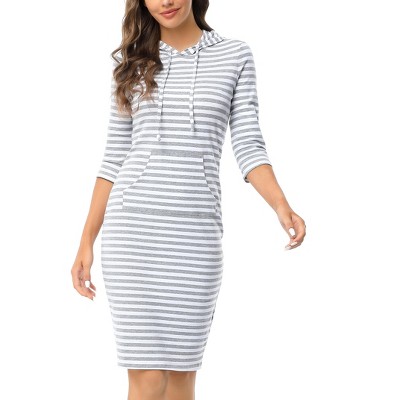Women's Hoodie Dress Pullover Hoody Dress Casual Fitted Knee Length Dress with Pocket