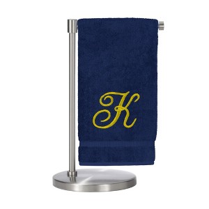 BC BARE COTTON Monogrammed Bath Towel, Personalized Gift, 27 x 54 inches - Set of 2 - Navy - Gold Script - 1 of 1