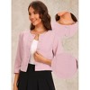 Allegra K Women's Collarless 3/4 Sleeve Lightweight Pockets Button Down Work Suit Blazer - 2 of 4