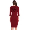 Women's Casual Long Sweatshirts 3/4 Sleeve Hooded Bodycon Dress with Kangaroo Pocket - 3 of 4