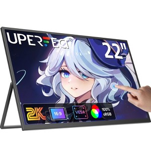 UPERFECT 22" Touchscreen Portable Monitor, FHD 10-Point Capacitive Touch, USB-C & HDMI, External Screen for Laptop, MacBook, PC, Phone & Console - 1 of 4