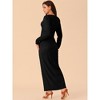 Seta T Women's Elegant Long Sleeve Round Neck Slit Hem Knit Maxi Dress - 4 of 4