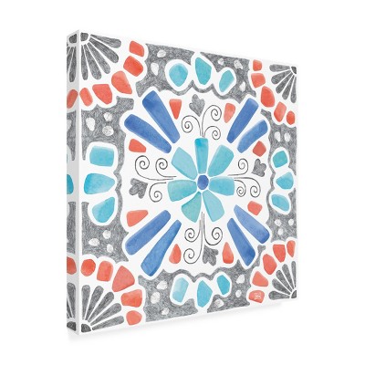 18" x 18" Blue and Red Abstract Canvas Art