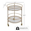 Christopher Knight Home Vincent Modern Round Bar Cart with Tempered Glass Shelves and 4 Casters - 2 of 4