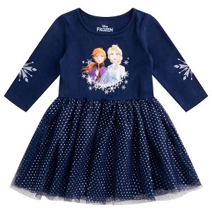 Disney Frozen II Girl's Elsa and Anna 3/4 Sleeve Princess Dress Up Outfit - Navy, Size 5 - 1 of 4