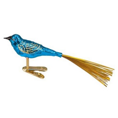 Old World Christmas 1.5 Inch Blue Lovebird Ornament Clip-On Tree Ornaments