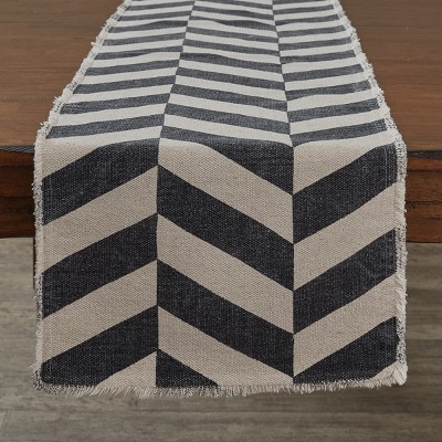 Split P Herringbone Stripe Table Runner - 72''L - Black