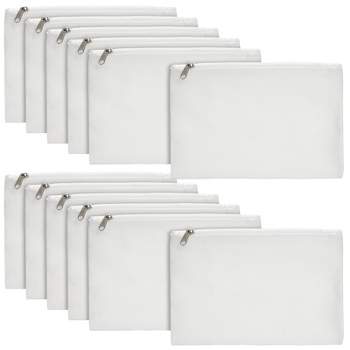 Juvale 12-Pack Bulk Blank Canvas Zipper Pouch Set, 8x6" Pencil Bags with Zipper for Cosmetic & DIY Crafts, Pens, Markers