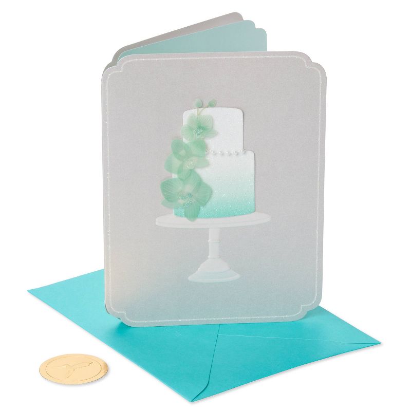 Elegant Orchid Wedding Cake Greeting Card - PAPYRUS, 1 of 7