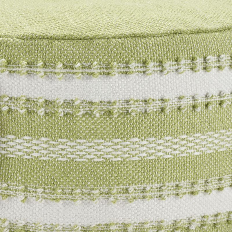 Mina Victory Woven Stripes Outdoor Pouf with Handle, 3 of 7