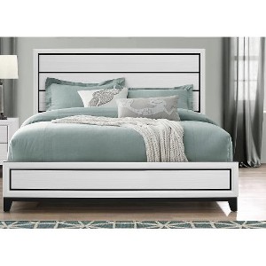 NicBex Full/Queen/King Modern Platform Bed Frame with Headboard and Footboard,Solid Wood Slats Support,No Box Spring Needed,Easy Assembly,Gray/White - 1 of 4