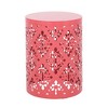 Modern Iron Patio Side Table with Floral Cut Design, Cylindrical Outdoor End Table, Iron-cut Outdoor End Table for Patio -Christopher Knight Home - 4 of 4