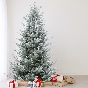 Northlight Real Touch™️ Flocked Little River Fir Artificial Christmas Tree - Unlit - 7.5' - 1 of 4