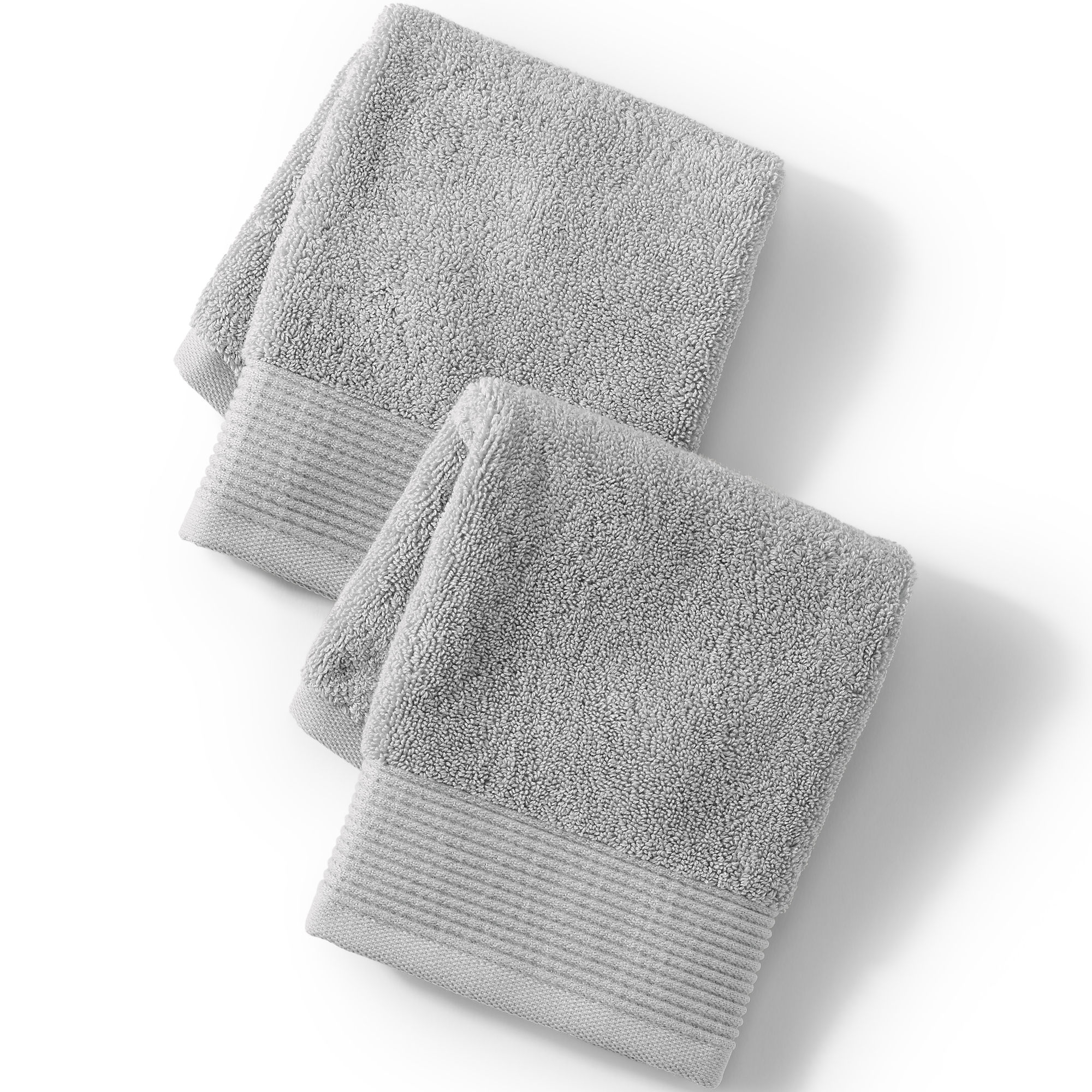 Lands' End Turkish Luxe 2-Piece Washcloth Set - Washcloth Set - Ultimate Gray