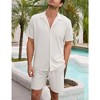 Men 2 Piece Set Short Sleeve Button Down Shirt and Drawstring Short Set Casual Summer Beach Outfi - 3 of 4