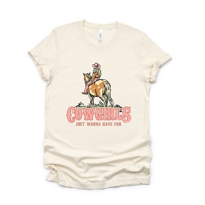 Simply Sage Market Women's Retro Cowgirls Just Wanna Have Fun Short Sleeve Graphic Tee - 1 of 3