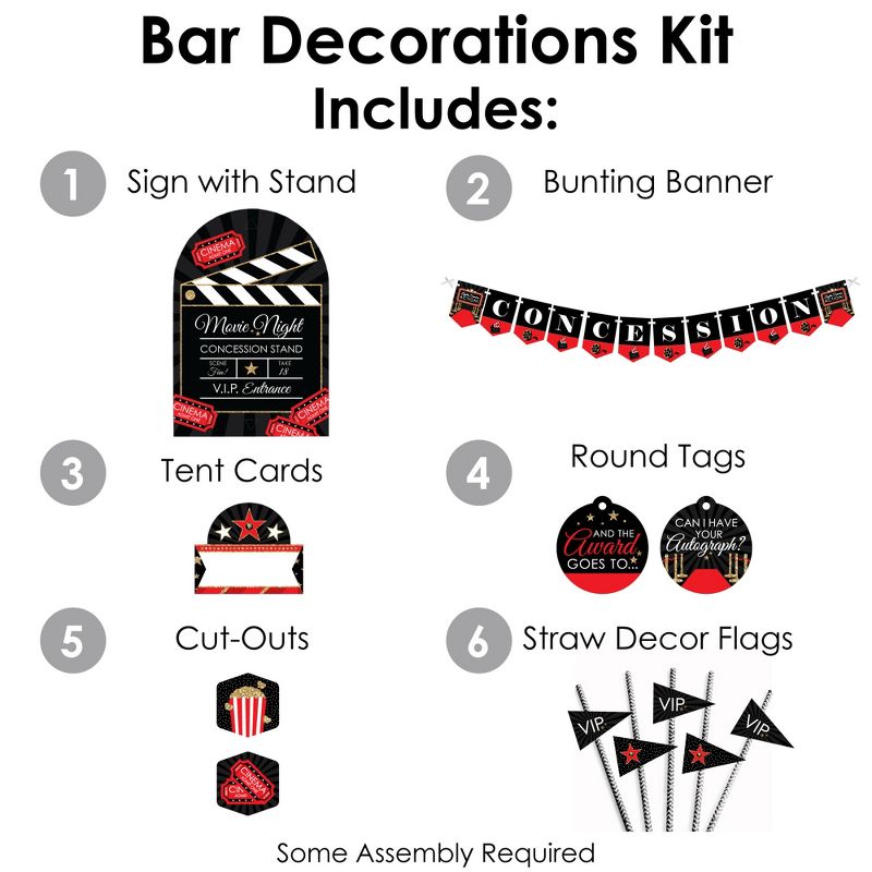 Big Dot of Happiness Red Carpet Hollywood - DIY Movie Night Party Concession Signs - Snack Bar Decorations Kit - 50 Pieces, 4 of 10