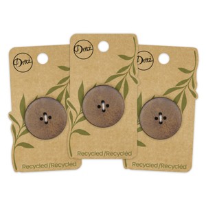 Dritz 30mm Recycled Leather Round Buttons Brown: Sewing Fasteners, Heavy Duty, Pack of 3 - 1 of 4
