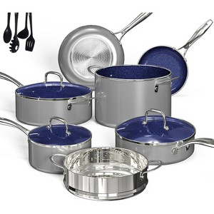 Aoibox Deluxe 14PC Healthy Pots and Pan Set with 9H Anti-scratch Coating, 2-Layer Non-Stick Ceramic & PFAS Free,Even Induction Cooking,Dishwasher Safe - 1 of 4