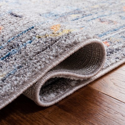 Bristol Blue and Light Grey Abstract Synthetic Area Rug
