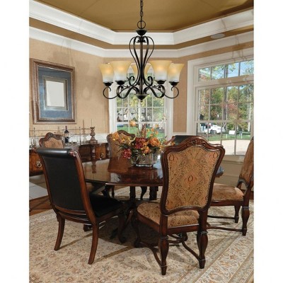Palladian Bronze 5-Light Chandelier with Champagne Glass Shades