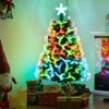 Tangkula 3FT Pre-lit Fiber Optic Christmas Tree Artificial Tree with Top Star Multi-Color Lighting & Folding Metal Stand 93 Branch Tips Holiday - 2 of 4