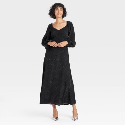 Women's Long Sleeve Crepe Maxi A-Line Dress - A New Day™