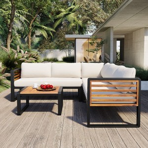Maggift Outdoor Patio Seating Sets, Distinctive Conversation Friendly Design, Perfect for Gardens, Patios, Living Spaces, White, 76"*76"*26.5" - 1 of 4