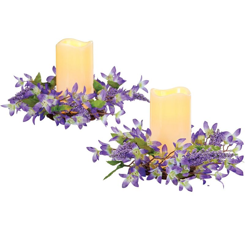 Collections Etc Artificial Forsythia LED Lighted Candle Set, 1 of 4
