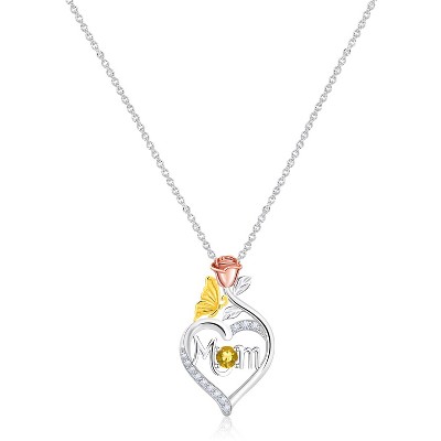 Molenia 925 Sterling Silver Birthstone Necklace for Mom Women Pendant Mama Necklaces Jewelry Christmas Birthday Unique Gifts for Her