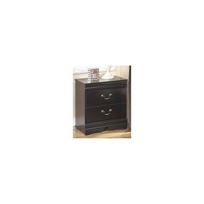 Black 2-Drawer Louis Philippe Nightstand