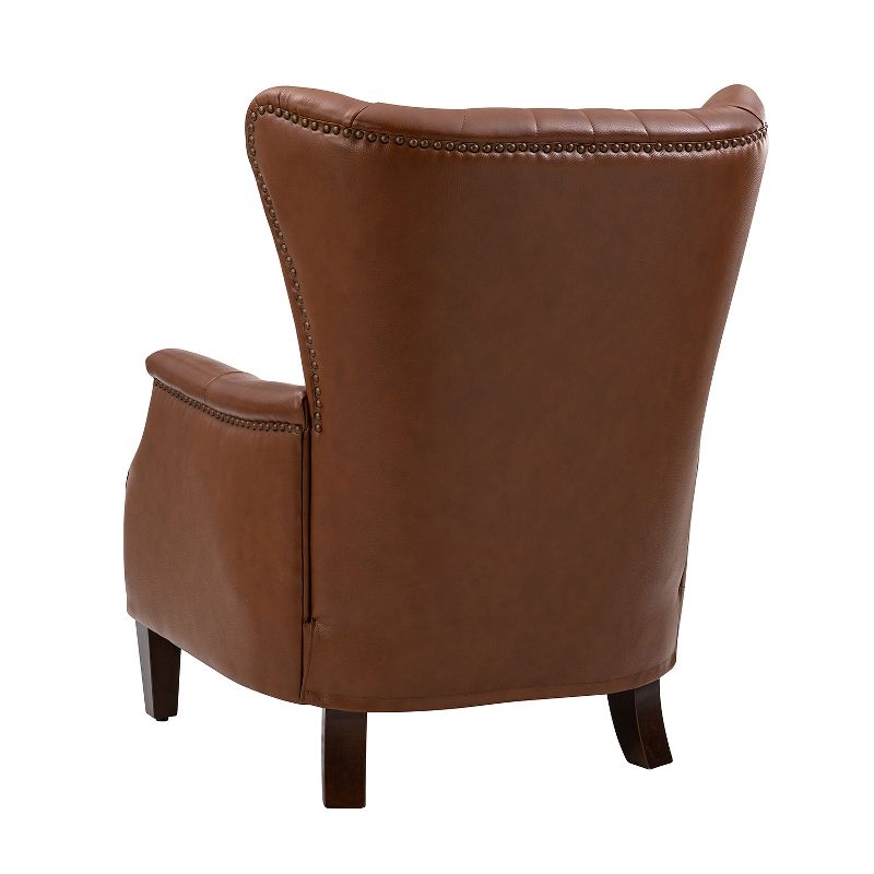 Valerius Genuine Leather Armchair with Nailhead Trims and Solid Wood Legs | HULALA HOME, 5 of 12