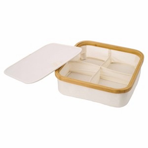 WeThinkStorage 4 Slots Natural Bamboo Organizer with Lid Soft Fabric Interior - 1 of 4