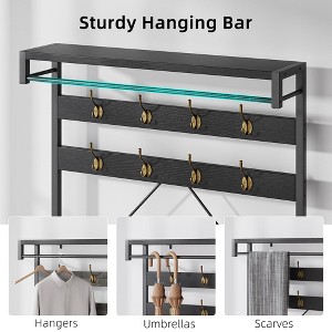 Jojoka Coat Stand with Bench, Shoe Rack, Shoe Rack with Coat Hanger with 8 Hooks, Shoe Rack with 2 Levels, Coat Rack with Bench for Hallway, - 1 of 4