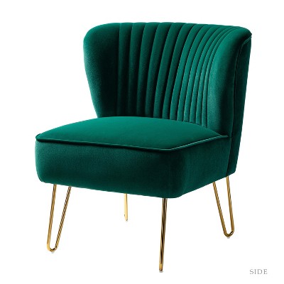 Upholstery Velvet Side Chair with Tufted Back Contemporary and Classic Armless Accent Chair with Metal Base | Karat Home