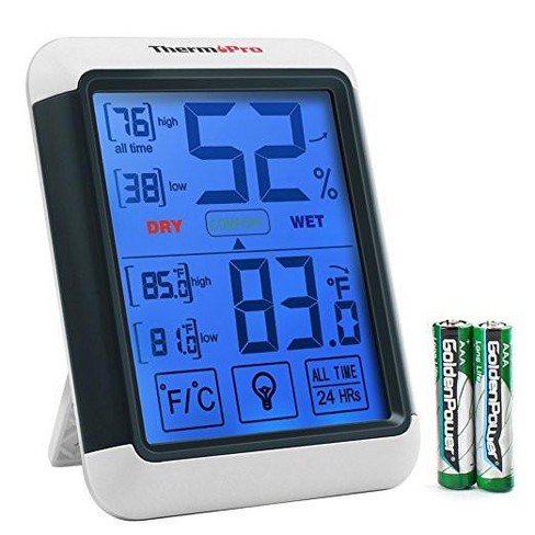 ThermoPro TP357W Digital Hygrometer Indoor Thermometer of 260FT, Bluetooth  Thermometer Humidity Meter with Smart App, Room Thermometer Humidity Gauge