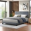 Racxily Luma Platform Bed, Linen Upholstered Headboard with Nailhead Trim & Slatted Base - 3 of 4