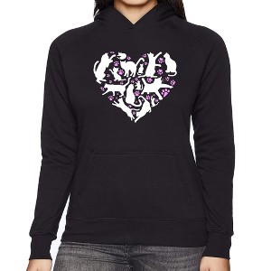 LA Pop Art Cat Heart - Women's Word Art Hooded Sweatshirt - 1 of 4